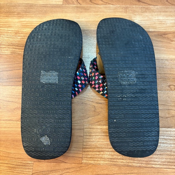 Yellow Box Soleil wedge flip-flops multi-color woven elastic straps Women’s 9.5 - Picture 5 of 7